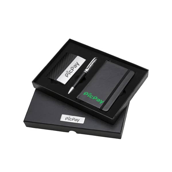 Kit Caneta Porta Cartão e Moleskine Personalizado
