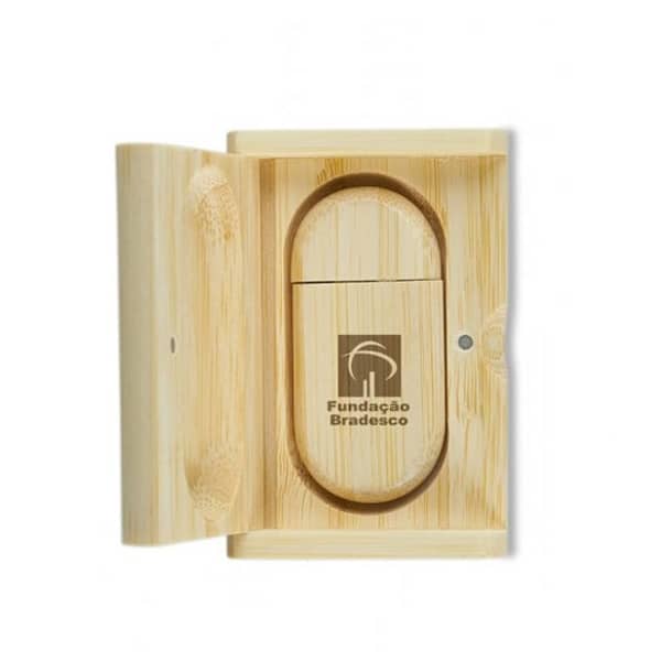 Kit Pen Drive Bambu Estojo
