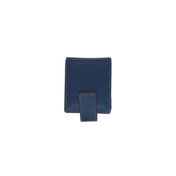 Porta-Batom Duplo em Couro Azul Marinho