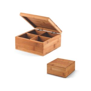 Porta Chá em Bambu Quadrada Personalizado