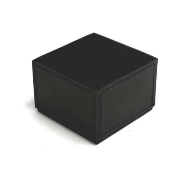 Porta Clips Quadrado em Couro Preto